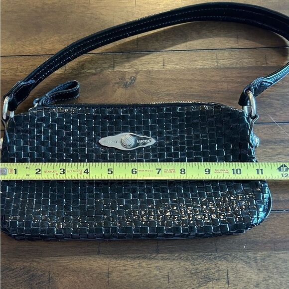 Elliott Lucca Black Leather Woven Handbag - Picture 4 of 9